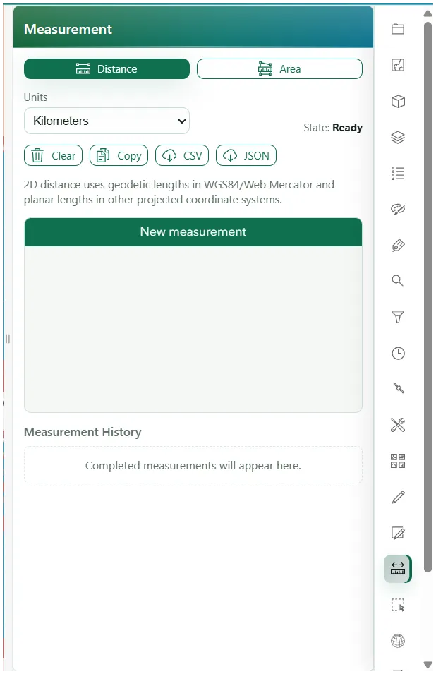 Plato GIS measurement widget.